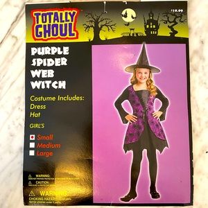 Totally Ghoul - Child Purple Spider Web Witch Costume Incl. Dress & Hat Size Sm
